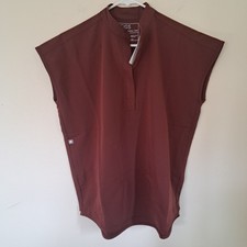 NEW Figs Scrub Top Womens XXS Burgundy Rafaela Oversized Pocket Mandarin Collar