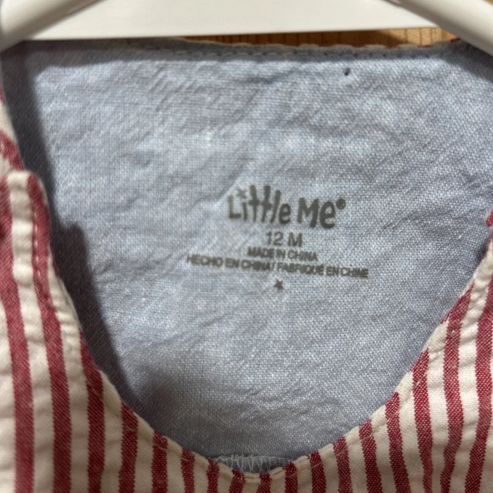 Mameluco Little Me Infant Crab Rojo Blanco Rayas Seersucker Sin Mangas Talla 12M Foto 4 de 4