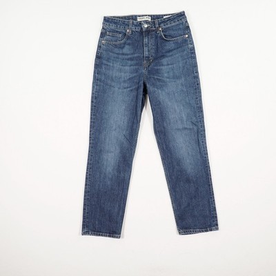 FOREVER DENIM Damen Jeans Gr. 38 Blau High Waist Straight Leg Regular Fit Baumwo
