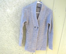 Ann Taylor Cardigan Sweater Sz S Gray Knit Long Sleeve Cotton Nylon Blend