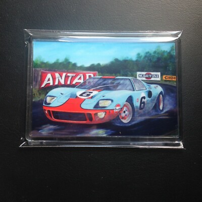 Ford GT40, Jackie Ickx, Jackie Oliver, klarer starrer Kunststoff Kühlschrankmagnet