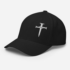 Three Nails Cross Hat, Christian Faith Embroidered 3 Nails Flexfit Baseball Cap