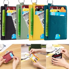 Slim RFID Blocking Card Holder Minimalist Leather Front Pocket Wallet for Women