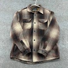 Jachs New York Jacket Mens M Brown Plaid Wool Blend Button Up Shirt Lined