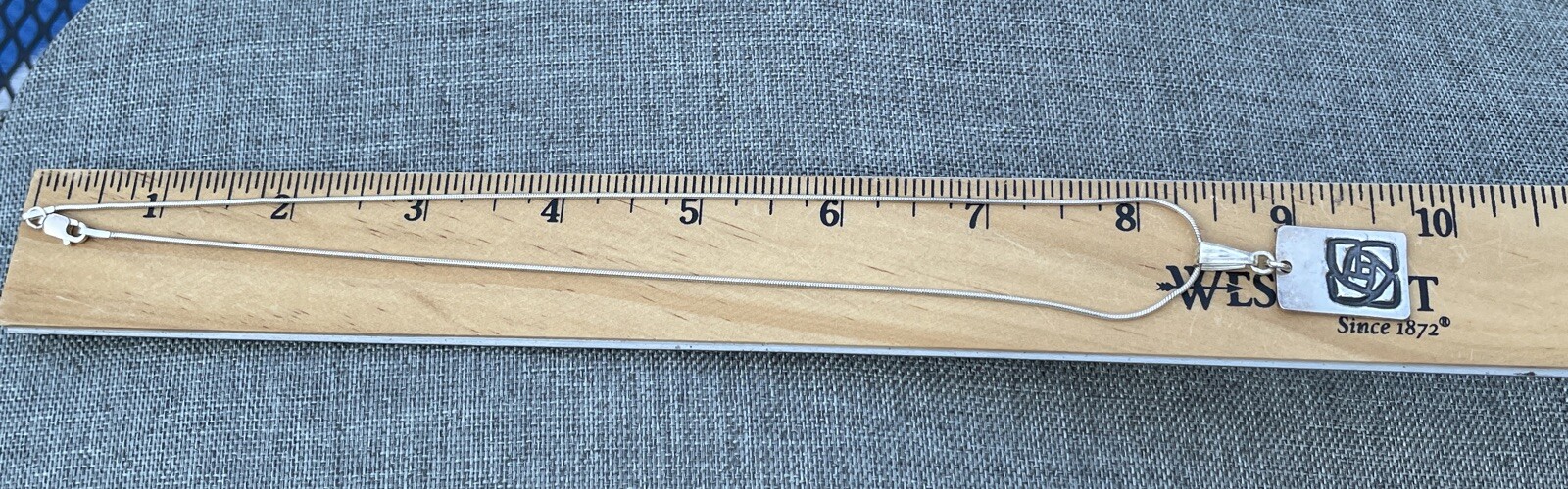 Sterling Silver Necklace Rectangular Pendant Rose… - image 4