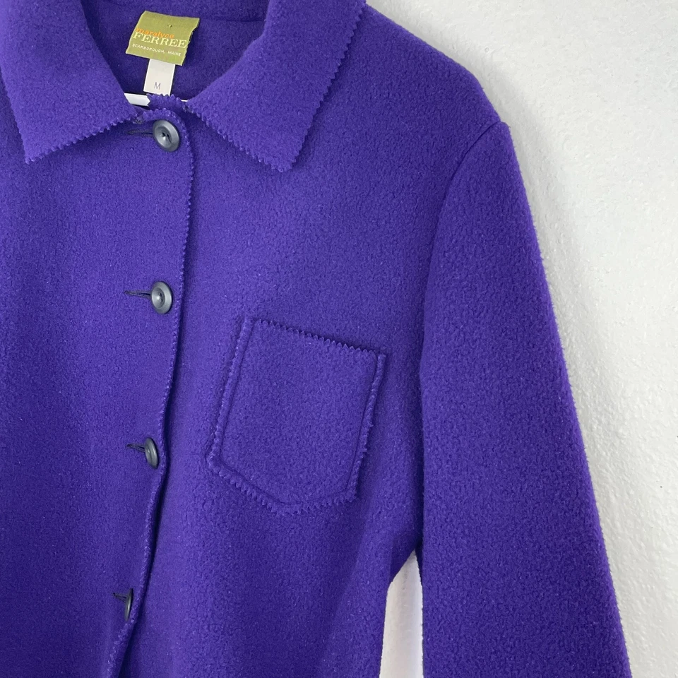 Maralyce Ferree Maine Fleece Cardigan Jacket Size M Pocket Button Up Purple - Image 2 of 4
