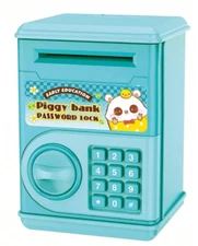Kids ATM Piggy Bank Blue – Password Coin Bank Safe Fun Birthday Gift Toy