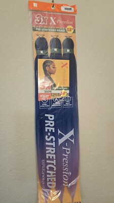 X-pression Expression Kanekalon 3X Braid Hair Prestretched 58'' 3TBLUE/LBLUE/LAVE