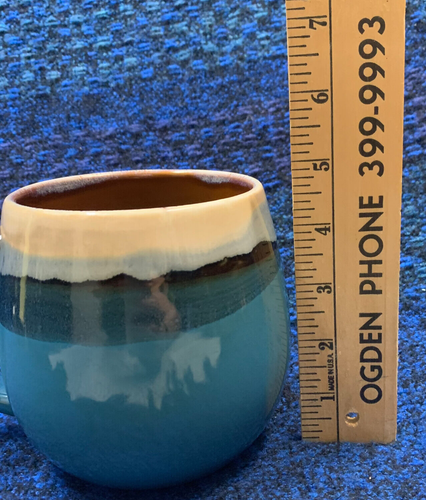 Colorful Oversized Drip Glaze Mug Approx. 4.75" Tall and 25 oz. - Picture 5 of 7