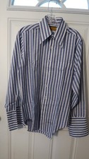 VINTAGE MEN'S JON MAURICE BY ESSLEY BLUE & WHITE FRENCH CUFF SHIRT BUTTON SZ. 15