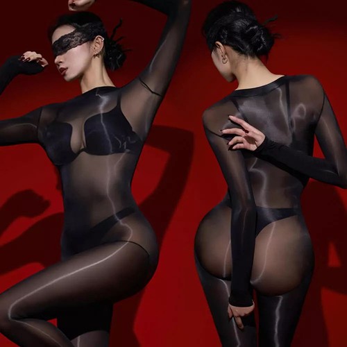 Body unisex lucido ad olio lucido trasparente senza cuciture completo body - Foto 24 di 53