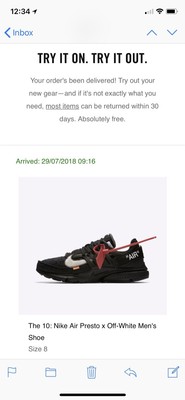 Nike X Off White Air Presto Black UK8 