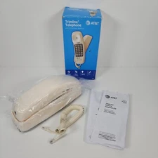 AT&T 210 Basic Trimline Corded Phone Single Line No AC Power Required Beige