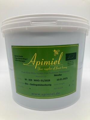 (EUR 7,71/kg) BIO Gebirgsblütenhonig 7 kg Mexiko - 100% natürlich, roh, cremig