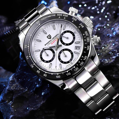 40mm PAGANI DESIGN Full Chronograph Men s VK63 Quartz Wrist Watches White Dial EBay