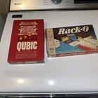 Vintage RACK-O Card Game 4765C 1980 Milton Bradley Family + Qubic 3D Tic Tac Toe