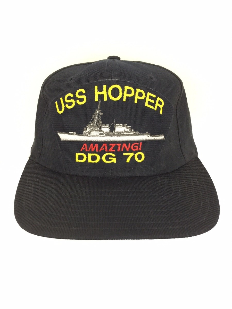 Vintage USS Hopper Cap DDG 70 Hat Amazing! Navy Ship Made