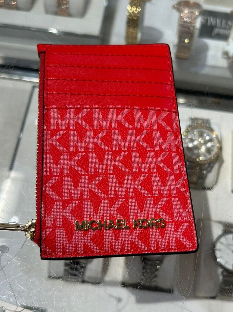 Michael Kors Ladies Jet Set Travel Top Zip Card Case Wallet in Dark Sangria