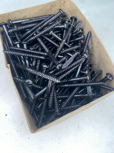 Box Black Round Screws 2 1/2" x 10 Nettlefolds GKN Japanned Slotted Full Box 200 - Picture 12 of 24