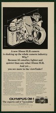 Olympus OM-1 SLR 35mm Camera Cutaway View Cross Section Vintage Print Ad 1975