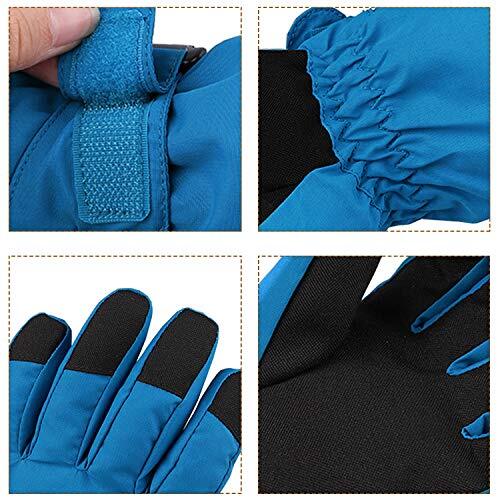 Kids Winter Gloves Waterproof Snow Boys Girls Gloves Medium Blue - Picture 2 of 7