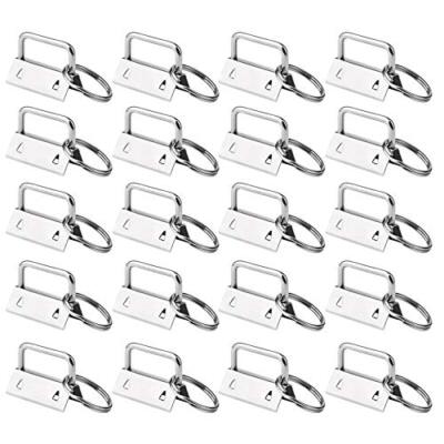50 Pcs Key Fob Hardware 1 Inch Silver Keychain Hardware for Wristlet Keychain