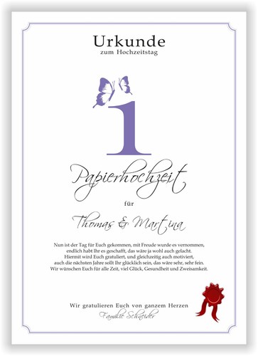 Hochzeitstag Geschenk Urkunde 1-80 Hochzeitstag Ehejubiläum wählbar - Bild 8 von 567