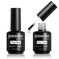 JODSONE 2 Bottles of Top Coat Base Coat Set No Wipe Foundation Combination Brigh