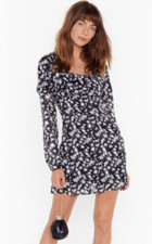 Nasty Gal Feelin' Like a Star Relaxed Mini Dress Black UK 12