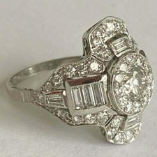 1.38Ct White Round Cut Stone Vintage Engagement Ring Solid 925 Sterling Silver