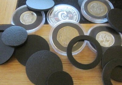 Capsules /inserts for coins to make all coins fit 39 - 40 mm capsules £2 £1 50p