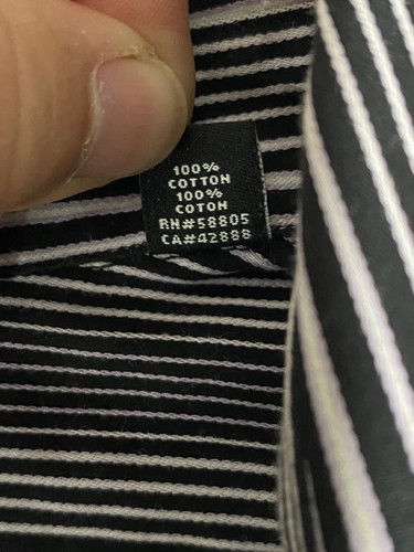 SYNRGY Men’s Long sleeve button down Shirt black white striped cotton Size 2xl - Picture 8 of 11