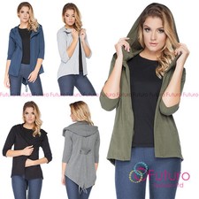 Ladies Hooded Blazer With Pockets Cape 3/4 Sleeve Jacket Parka Size 8-12 Ft2060