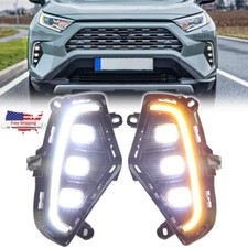 Led Drl Daytime Running Lights Bumper Fog Lamps For Toyota Rav4 2019-2021 2022