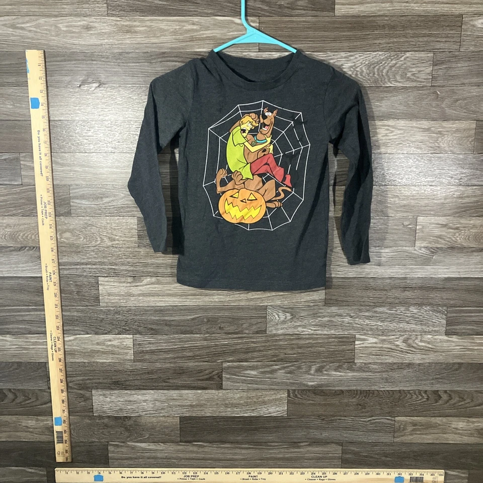 Camisa Scooby Doo Jumping Beans Niños 7T Gris Halloween Top Algodón Manga Larga Camiseta Foto 2 de 4