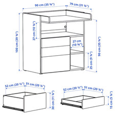 Wickeltisch Ikea, Weiß Birke Schubladen