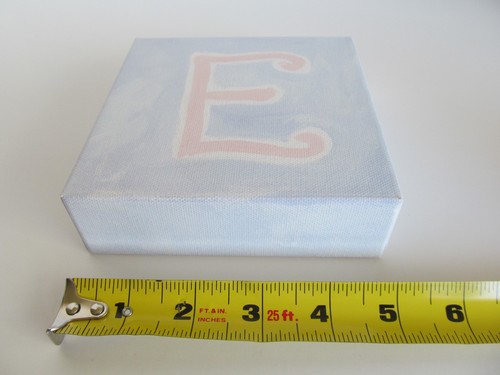 POTTERY BARN KIDS Canvas Wood Block Letter Initial "E" Wall Art Soft Pastel 5x5 - Picture 6 of 6