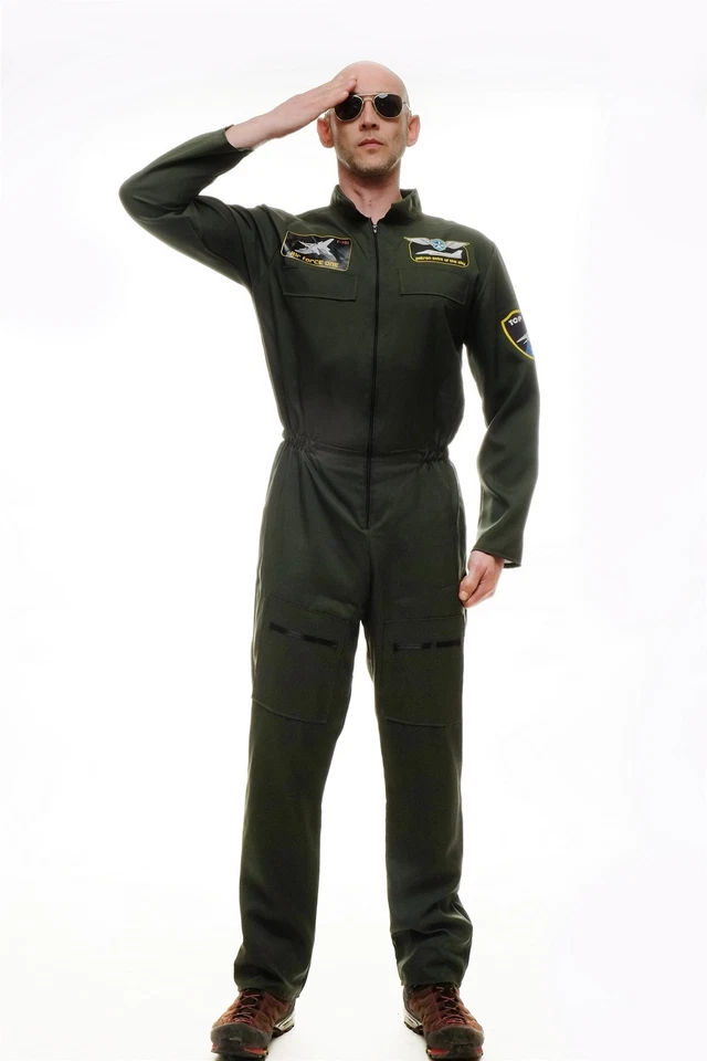 DRESS ME UP Disfraz Hombre Piloto de Combate Militar Mono Airforce, Gr. S/M - Imagen 1 de 4