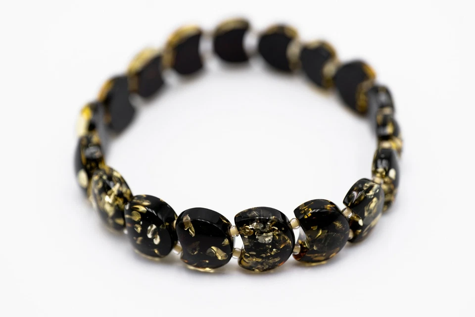 Pulsera ámbar báltico está hecha a mano de ámbar oscuro báltico 100 % auténtico natural Foto 3 de 4