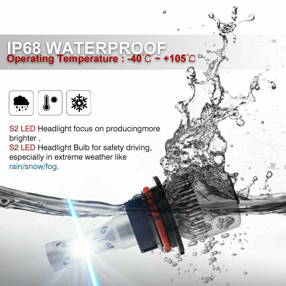 For Toyota 4Runner 1992-1995 6000K 2X 9004 LED Headlight High/Low Beam Bulbs Kit - Image 3 of 4