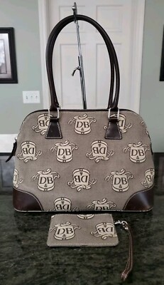 Large Dooney Bourke Logo Monogram Domed Satchel Handbag Purse