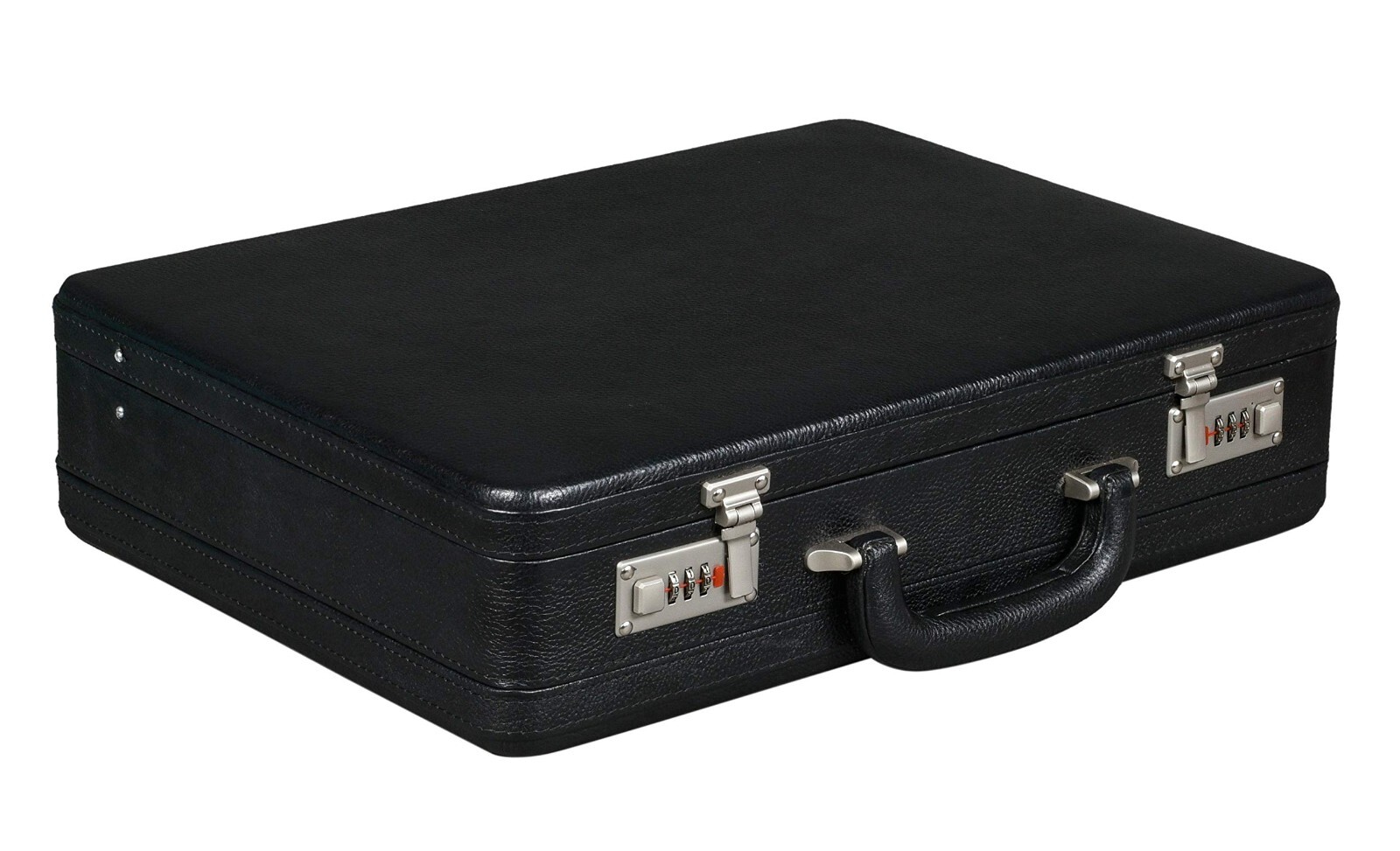 Hombre Cuero Genuino Oficina, Negocios Viaje, Combinación Cierre Maletín, Negro