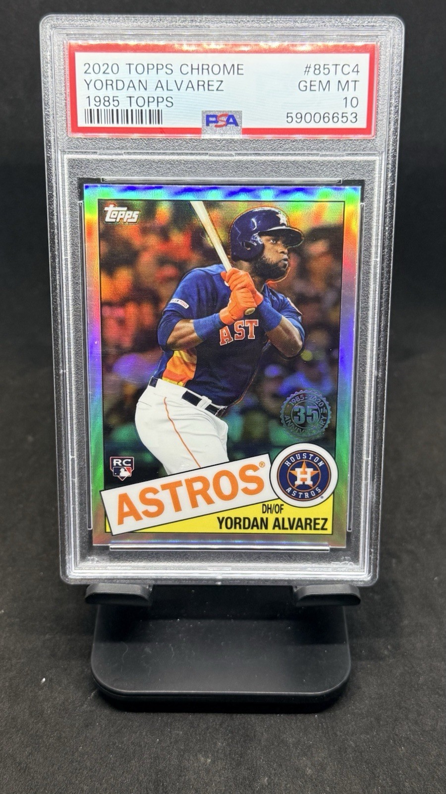 2020 Topps Chrome Yordan Alvarez RC 1985 35th Anniversary Refractor PSA 10