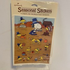 Snoopy Woodstock Vintage Thanksgiving Stickers Hallmark Peanuts Pilgrim Indian