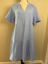 Gap midi dress light blue gauzy A-line short sleeve SZ XS
