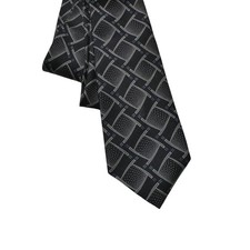 Giorgio Armani Tie Mens One Size Black Geometric Silk Jacquard Made In Italy