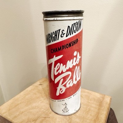 Vintage Tennis Ball Can Wright & Ditson 1950s 60s Tin Advertising Empty