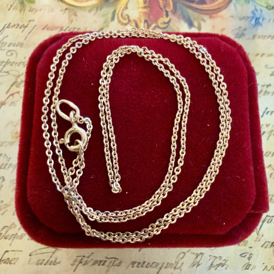 Стильная цепочка из розового золота 14 карат 585 - винтажная восточноевропейская - 20 дюймов - 50,8 см - #1951 - Изображение 2 из 4