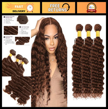 Deep Wave Human Hair Bundles 4 Chocolate Brown 16-20 Inch Unprocessed Extension