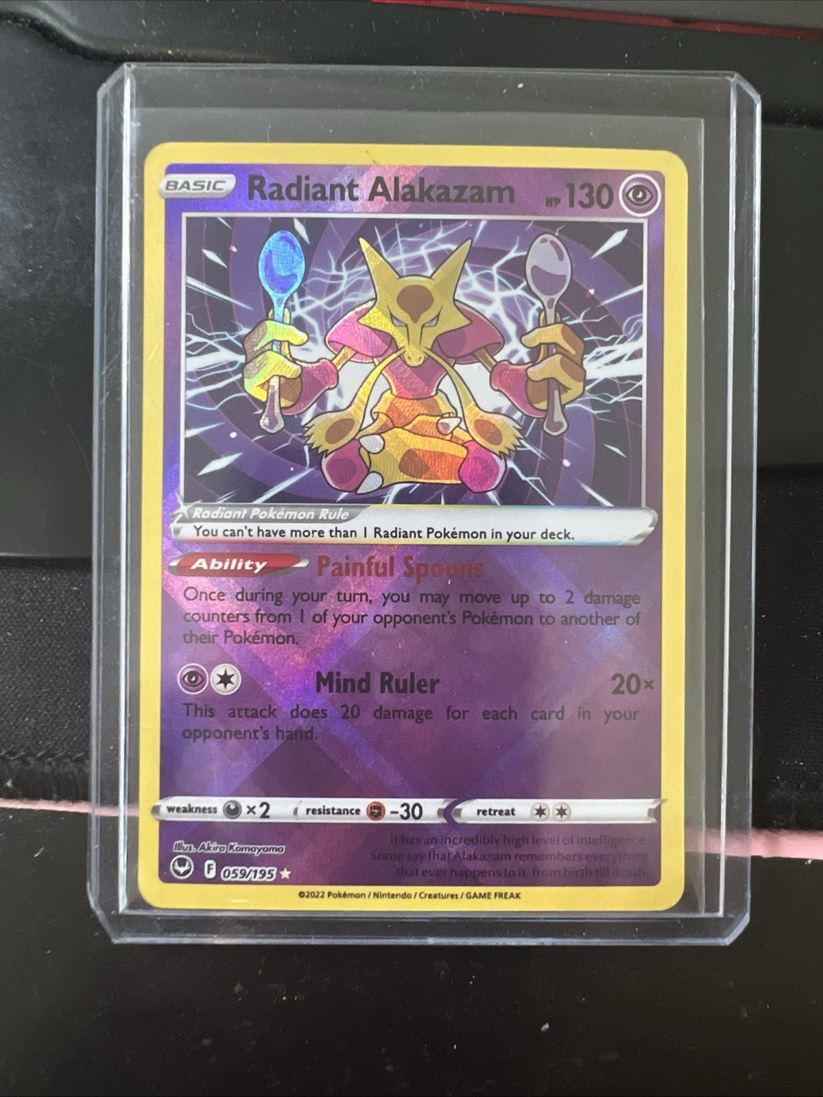 Radiant Alakazam 059/195 Radiant Rare Silver Tempest Pokemon TCG NM AM